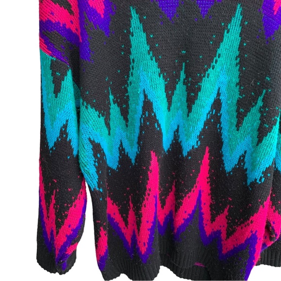 American Vintage Sweaters Vintage Crewneck Sweater Neon Zig Zag